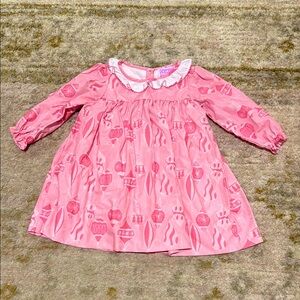 NWOT Poppy Kids Co Toddler Girl Long Sleeve Pink Ornament Christmas Dress 2T